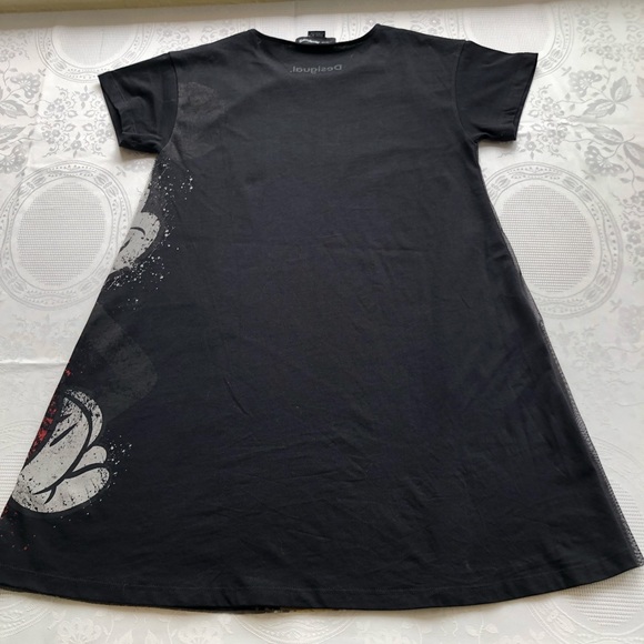Desigual Disney Mickey Mouse Black Mesh Short Dress Print Girls/Youth Size 9/10 - Picture 13 of 16